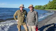 Papua New Guinea - Marty Morgan and Pete Kelsey on invasion beach in Buna.