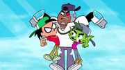 L-R: Robin, Cyborg, Beast Boy