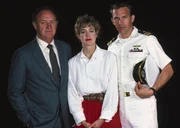 L-R: David Brice (Gene Hackman), Susan Atwell (Sean Young) und Tom Farrell (Kevin Costner)