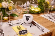 Tischdeko und Gastgeschenk.