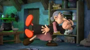 Mit einer stürmischen Umarmung seiner Mami hat Gargamel nicht gerechnet.