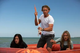 L-R: Michelle (Kimie Tsukakoshi), Charlie (Aaron Jakubenko), Kaz (Katrina Bowden)