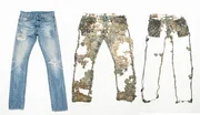 Die kompostierbare Jeans: nach etwa sechs Monaten ist sie weitestgehend zersetzt.