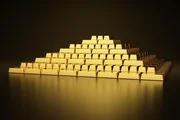Pyramide aus Goldbarren  +++