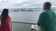Contributors and agents, Amanda Hurd (L) and Gene Hurd (R) check out the breathtaking views of the ocean from the balcony while touring Pensacola Penthouse as seen on HGTV's Beachfront Bargain Hunt. Contributors and agents, Amanda Hurd (L) and Gene Hurd (R) check out the breathtaking views of the ocean from the balcony while touring Pensacola Penthouse as seen on HGTV's Beachfront Bargain Hunt.