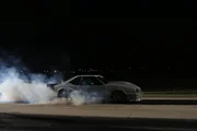 The Deathtrap does a burn out before its race against Murder Nova.