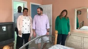Contributors Jason Andrews (L), Lauren Andrews (CL), Jason Long (CR), and Kristin Long (R) check out the second master bedroom as they tour Sunset Delight as seen on HGTV's Beachfront Bargain Hunt. Contributors Jason Andrews (L), Lauren Andrews (CL), Jason Long (CR), and Kristin Long (R) check out the second master bedroom as they tour Sunset Delight as seen on HGTV's Beachfront Bargain Hunt.