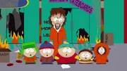 Kyle (l.), Stan (2.v.l.), Charles Manson (3.v.l.), Eric (3.v.r.), Kenny (r.)