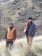 L-R: Bill McConnel and Grady Powell walking in Oregon.