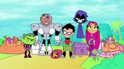 v.li.: Beast Boy, Cyborg, Robin, Raven, Starfire, Silkie v.li.: Beast Boy, Cyborg, Robin, Raven, Starfire, Silkie