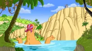 Um sich von der glühenden Hitze der Karibik zu schützen, trägt Dino Tom sogar im Wasser eine Kopfbedeckung. Um sich von der glühenden Hitze der Karibik zu schützen, trägt Dino Tom sogar im Wasser eine Kopfbedeckung.