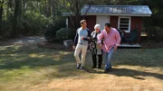 David Bromstad and winners during shooting in outside area of one of the houses David Bromstad and winners during shooting in outside area of one of the houses
