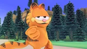 Garfield will mutig sein und als erster in den Wald gehen.