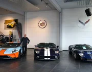 Karl Geiger next to a Corvette Grand Sport. Karl Geiger next to a Corvette Grand Sport.