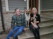 Recent lottery winners Joe and Rhonda Meath pose with their dogs on the steps of the Farm property, as seen on My Lottery Dream Home. (portrait) Recent lottery winners Joe and Rhonda Meath pose with their dogs on the steps of the Farm property, as seen on My Lottery Dream Home. (portrait)
