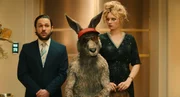 L-R: Marc-Uwe Kling (Dimitrij Schaad), Narrator / K&auml;nguru (Marc-Uwe Kling voice) and Maria (Rosalie Thomass)