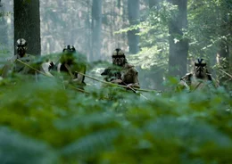 Feindliche Krieger auf Raubzug. Mit Beginn der Neolithischen Revolution vor 7000 Jahren werden umherziehende J&auml;ger und Sammler zu sesshaften Bauern mit Eigentum und Grundbesitz - um den es sich auch zu k&auml;mpfen lohnt.