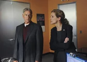 Was ist mit Gibbs (Mark Harmon, l.) und Sarah Porter (Leslie Hope, r.) los?