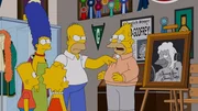 Machen eine Entdeckung über Grampas Vergangenheit: Homer (2.v.r.), Marge (2.v.l.), Lisa (M.) und Bart (l.) ...