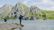 Fliegenfischer am Lünersee. Fliegenfischer am Lünersee.