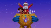 v.li.: Dora, Santa Claus, Boots