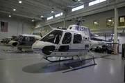 Shot of helicopter in factory.