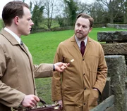 L-R: Tristan Farnon (Callum Woodhouse), Siegfried Farnon (Samuel West)