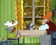 Prillan, das Oberhuhn, hat mitbekommen, dass Pettersson ganz schlecht drauf ist, und brütet eine Idee aus. Prillan, das Oberhuhn, hat mitbekommen, dass Pettersson ganz schlecht drauf ist, und brütet eine Idee aus.