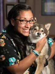 Dyani and a clinic patient.
