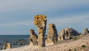 „Raukare“ heißen die bizarren Kalksteinfiguren auf Gotland und der Nachbarinsel Fårö – von Wind und Wetter geformt. „Raukare“ heißen die bizarren Kalksteinfiguren auf Gotland und der Nachbarinsel Fårö – von Wind und Wetter geformt.