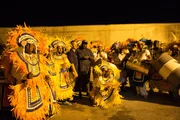 Darrell Miklos posing during the Junkanoo parade. Darrell Miklos posing during the Junkanoo parade.