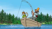 Findus hofft, dass Pettersson einen gro&szlig;en Fisch an der Angel hat.