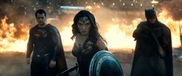 Clark Kent / Superman (Henry Cavill), Diana Prince / Wonder Woman (Gal Gadot), Bruce Wayne / Batman (Ben Affleck)
