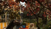 Wolle und Pferd sitzen im Garten, doch es ist so kalt und windig geworden. Dann fallen auch noch die Blätter von den Bäumen - das muss der Herbst sein! Die beiden wollen aber noch gar keinen Herbst haben und beschließen, ihn aufzuhalten.