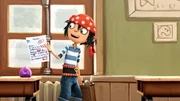 Piratenjunge Jim sind seine Schulnoten ziehmlich egal.