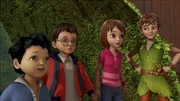 Peter Pan, Wendy, John und Michael im Verwunschenen Sumpf.