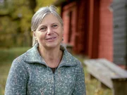 Dr. Torun Zachrisson, im Gamla Uppsala Museum, Schweden.