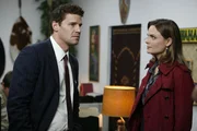 Booth (David Boreanaz) und Brennan (Emily Deschanel) überlegen, ob das Opfer Selbstmord begangen haben könnte.  +++