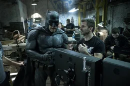 From left: Bruce Wayne / Batman (Ben Affleck) and director of film,   Zack Snyder.