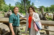 Tierärztin Susanne Mertens (Elisabeth Lanz, r.) hat ihren Autounfall gut überstanden und erkundigt sich bei Cheftierpfleger Conny (Thorsten Wolf, l.) nach dem Befinden der Zebras.
