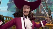 Captain Hook in Angriffspose.