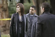 Arbeiten an einem neuen Fall: Kate (Stana Katic, l.), Javier (Jon Huertas, M.) und Kevin (Seamus Dever, r.)
