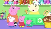v.li.: Suzy Sheep, Mummy Pig, Peppa Pig, George Pig, Miss Rabbit