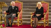 Der britische König Charles III. und Camilla, britische Queen Consort in der Westminster Hall in London. Der britische König Charles III. und Camilla, britische Queen Consort in der Westminster Hall in London.
