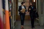 LAW & ORDER: SPECIAL VICTIMS UNIT -- "Murdered At A Bad Address" Episode 21006 -- Pictured: (l-r) Jamie Gray Hyder as Katriona "Kat" Azar Tamin, Mariska Hargitay as Captain Olivia Benson.