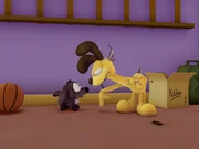 Auf der Suche nach seinem Knochen stößt Odie auf ein niedliches, hungriges Wolfsbaby. Auf der Suche nach seinem Knochen stößt Odie auf ein niedliches, hungriges Wolfsbaby.