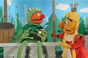 Bert (r.) als Prinzessin, Ernie (l.) als Frosch