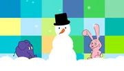 Hase und Elefant haben einen Schneemann gebaut. Hase und Elefant haben einen Schneemann gebaut.