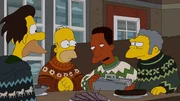 Als Homer (2.v.l.), Moe (r.), Carl (2.v.r.) und Lenny (l.) 200.000 Dollar bei der w&ouml;chentlichen Ziehung der Springfield-Lotterie gewonnen haben, wollen sie eine Party schmei&szlig;en. Doch Carl macht ihnen mit seinen eigenen Pl&auml;nen einen Strich durch die Rechnung ...