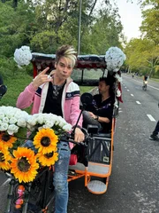 Chris (l.) und Andreas Ehrlich (r.) auf einer Fahrrad-Rikscha im Central Park in New York City